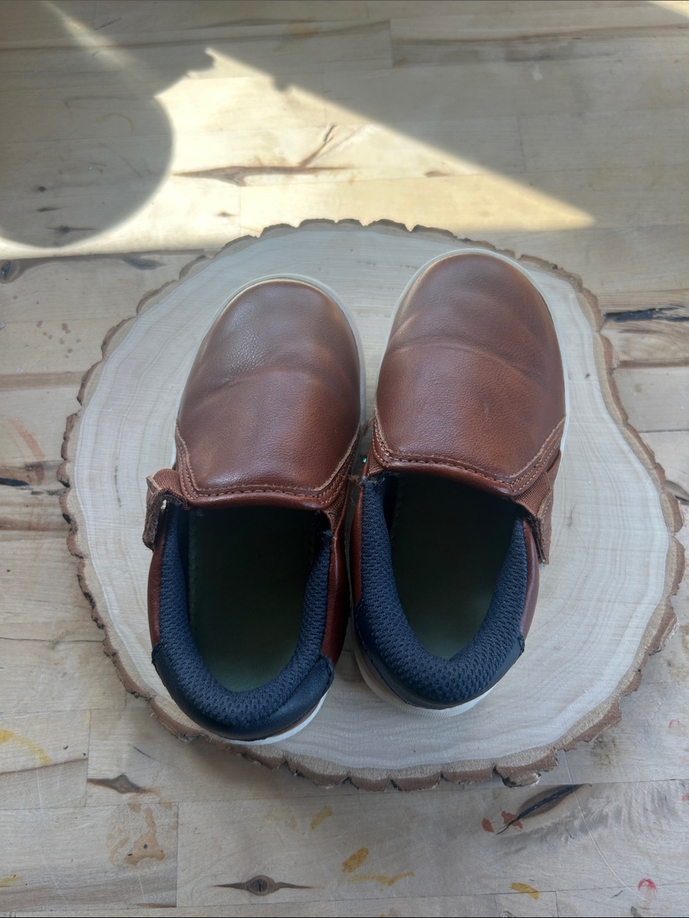 Dr. Scholl's Kids Brown Slip-On Loafers with Navy Collar